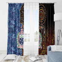 Samoa and Australia Together Window Curtain Kangaroo and Tribal Hibiscus Aboriginal Pattern LT03 - Polynesian Pride
