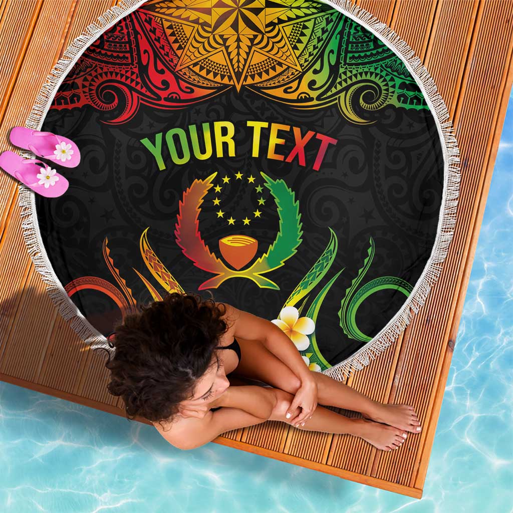 Personalised Pohnpei Independence Day Beach Blanket Polynesian Tattoo and Plumeria Reggae Color LT03 - Polynesian Pride