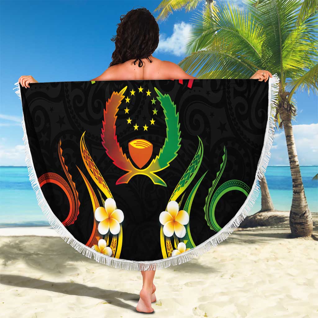 Personalised Pohnpei Independence Day Beach Blanket Polynesian Tattoo and Plumeria Reggae Color LT03 - Polynesian Pride