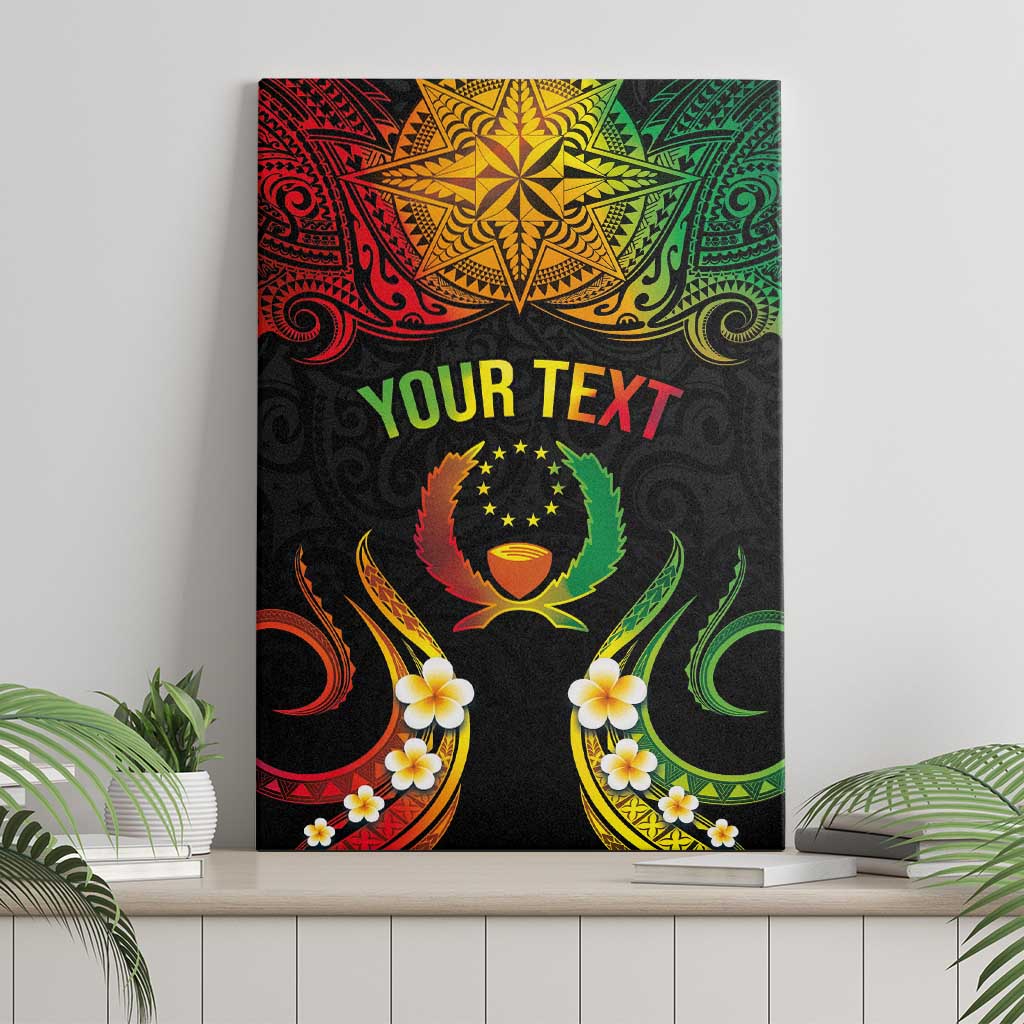Personalised Pohnpei Independence Day Canvas Wall Art Polynesian Tattoo and Plumeria Reggae Color LT03 - Polynesian Pride