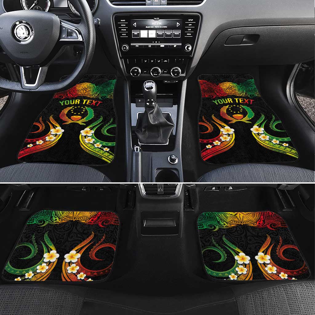 Personalised Pohnpei Independence Day Car Mats Polynesian Tattoo and Plumeria Reggae Color LT03 Set 4pcs Reggae - Polynesian Pride