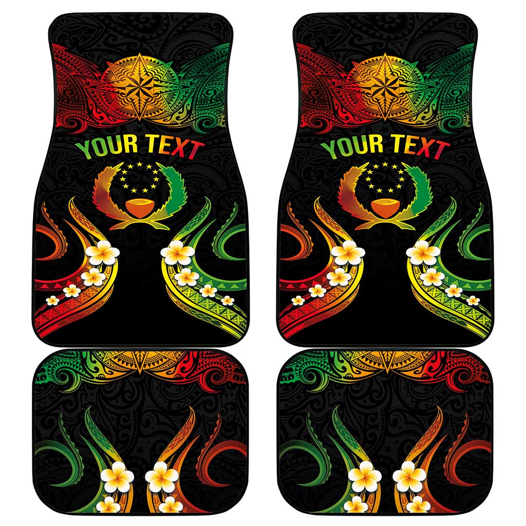 Personalised Pohnpei Independence Day Car Mats Polynesian Tattoo and Plumeria Reggae Color LT03 - Polynesian Pride