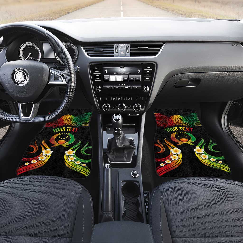 Personalised Pohnpei Independence Day Car Mats Polynesian Tattoo and Plumeria Reggae Color LT03 Set 2pcs - Front Reggae - Polynesian Pride