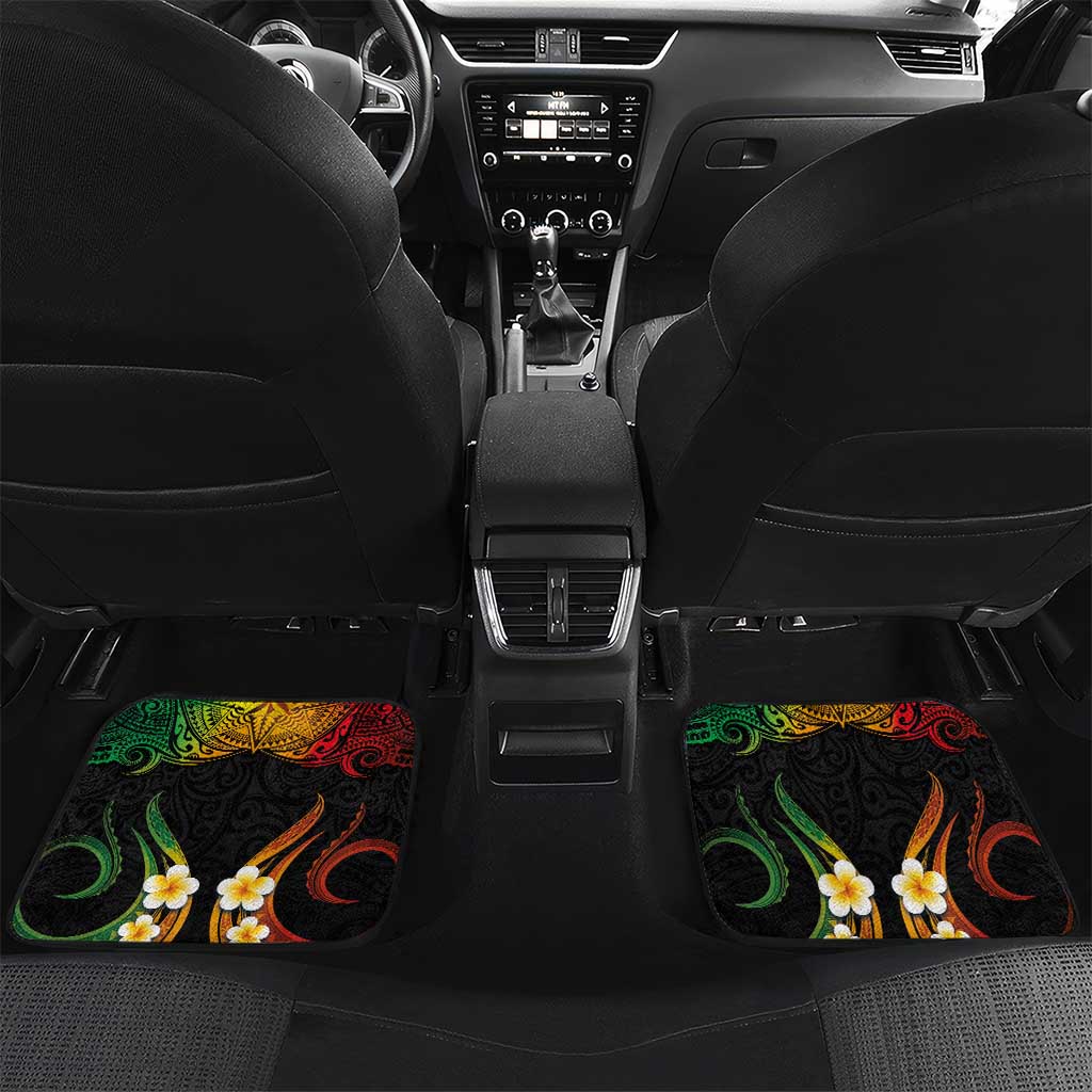 Personalised Pohnpei Independence Day Car Mats Polynesian Tattoo and Plumeria Reggae Color LT03 Set 2pcs - Back Reggae - Polynesian Pride