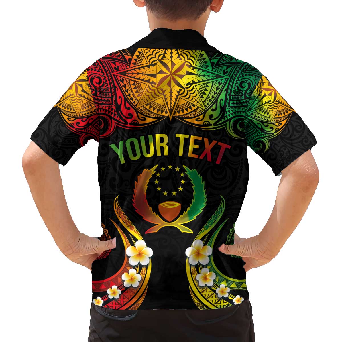 Personalised Pohnpei Independence Day Family Matching Puletasi and Hawaiian Shirt Polynesian Tattoo and Plumeria Reggae Color