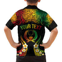 Personalised Pohnpei Independence Day Family Matching Puletasi and Hawaiian Shirt Polynesian Tattoo and Plumeria Reggae Color