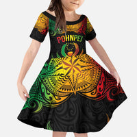 Personalised Pohnpei Independence Day Family Matching Puletasi and Hawaiian Shirt Polynesian Tattoo and Plumeria Reggae Color