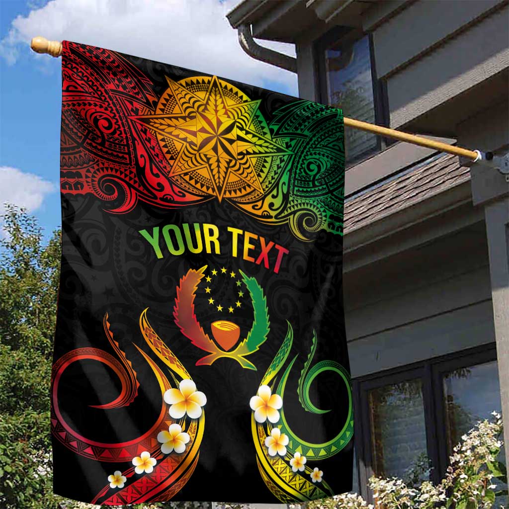 Personalised Pohnpei Independence Day Garden Flag Polynesian Tattoo and Plumeria Reggae Color LT03 - Polynesian Pride