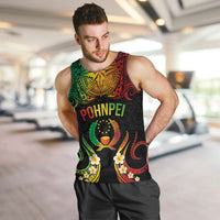 Personalised Pohnpei Independence Day Men Tank Top Polynesian Tattoo and Plumeria Reggae Color LT03 Reggae - Polynesian Pride
