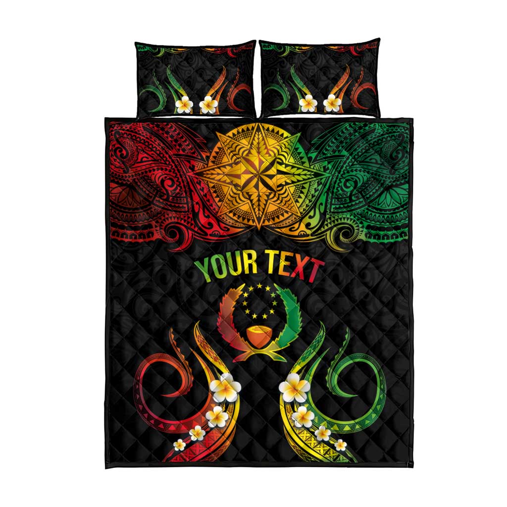 Personalised Pohnpei Independence Day Quilt Bed Set Polynesian Tattoo and Plumeria Reggae Color LT03 - Polynesian Pride