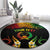 Personalised Pohnpei Independence Day Round Carpet Polynesian Tattoo and Plumeria Reggae Color