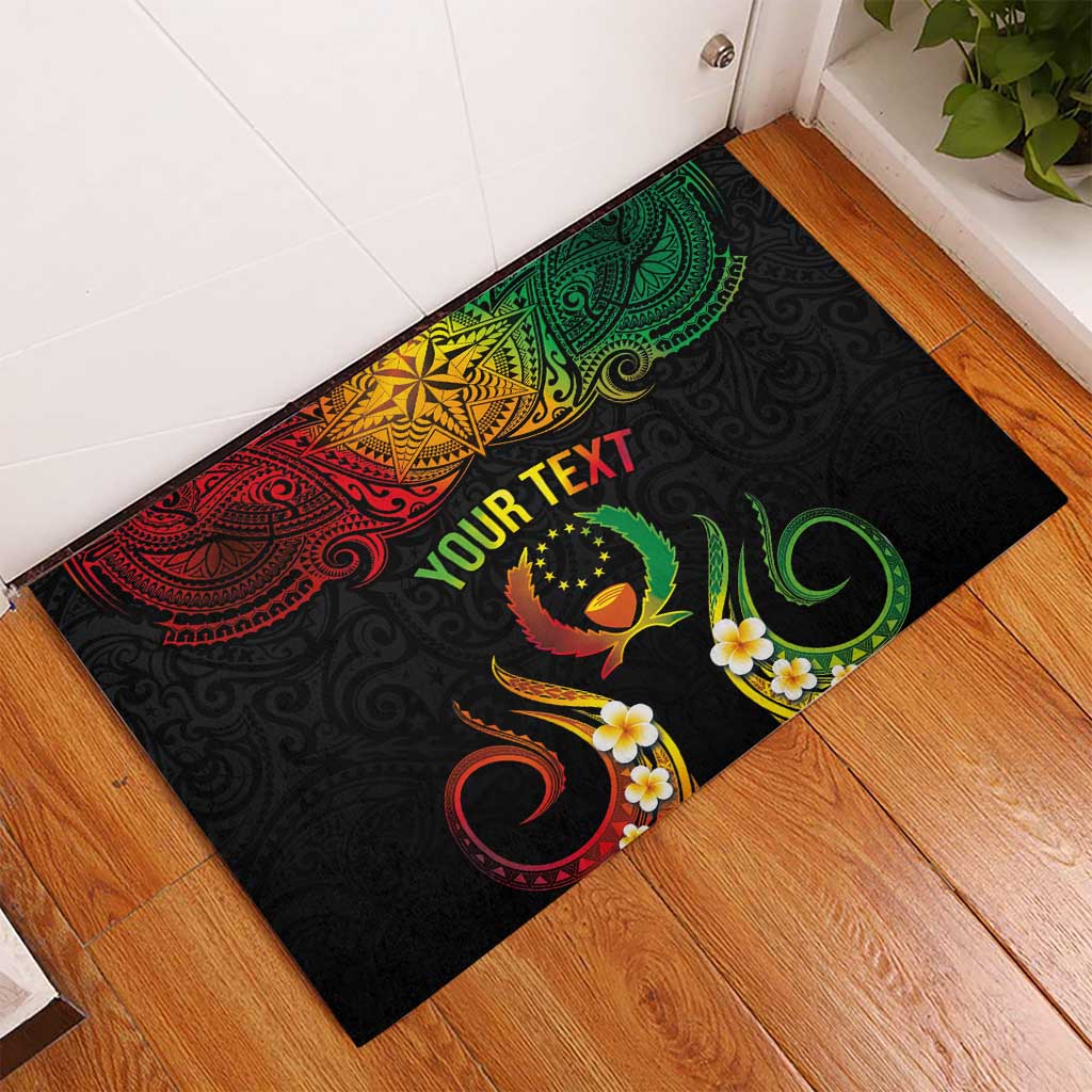Personalised Pohnpei Independence Day Rubber Doormat Polynesian Tattoo and Plumeria Reggae Color LT03 - Polynesian Pride
