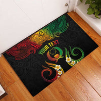 Personalised Pohnpei Independence Day Rubber Doormat Polynesian Tattoo and Plumeria Reggae Color LT03 - Polynesian Pride