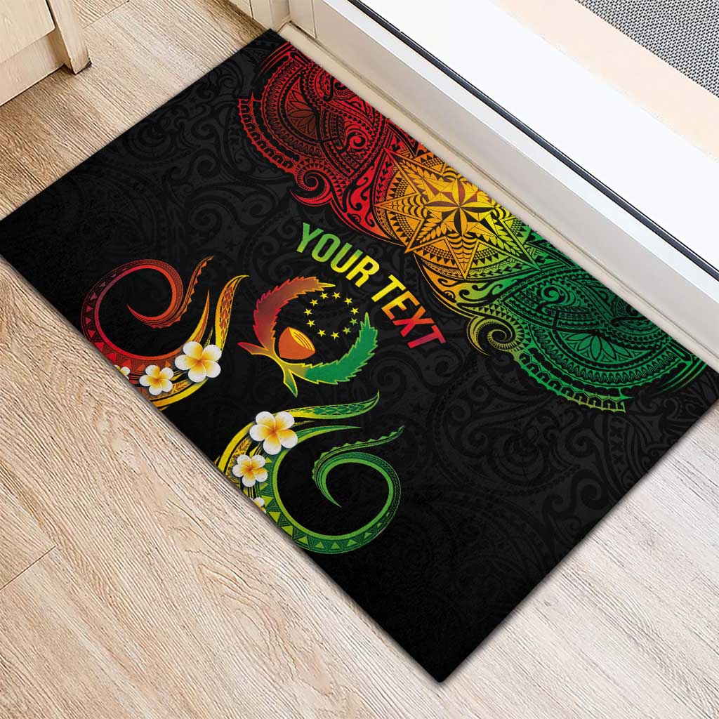 Personalised Pohnpei Independence Day Rubber Doormat Polynesian Tattoo and Plumeria Reggae Color LT03 - Polynesian Pride