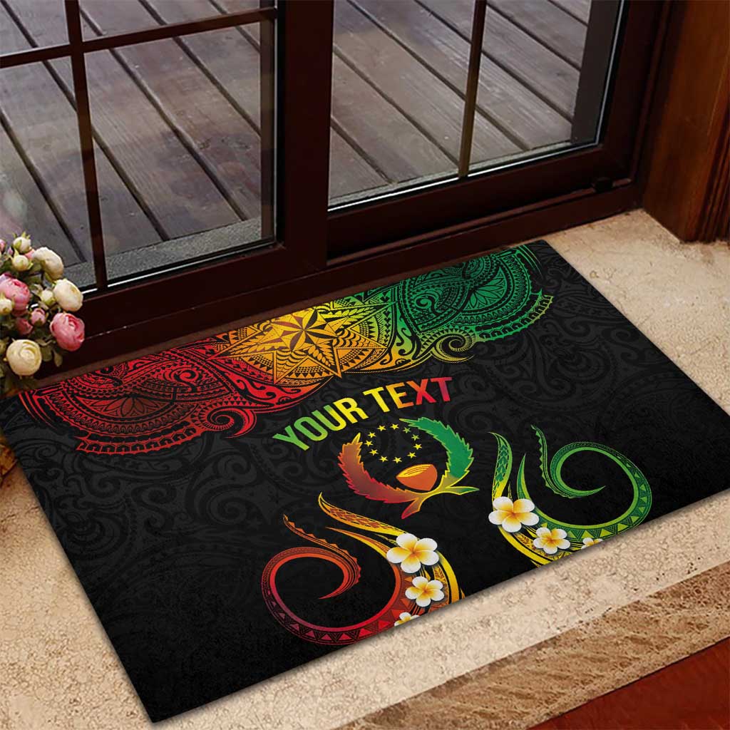 Personalised Pohnpei Independence Day Rubber Doormat Polynesian Tattoo and Plumeria Reggae Color LT03 - Polynesian Pride
