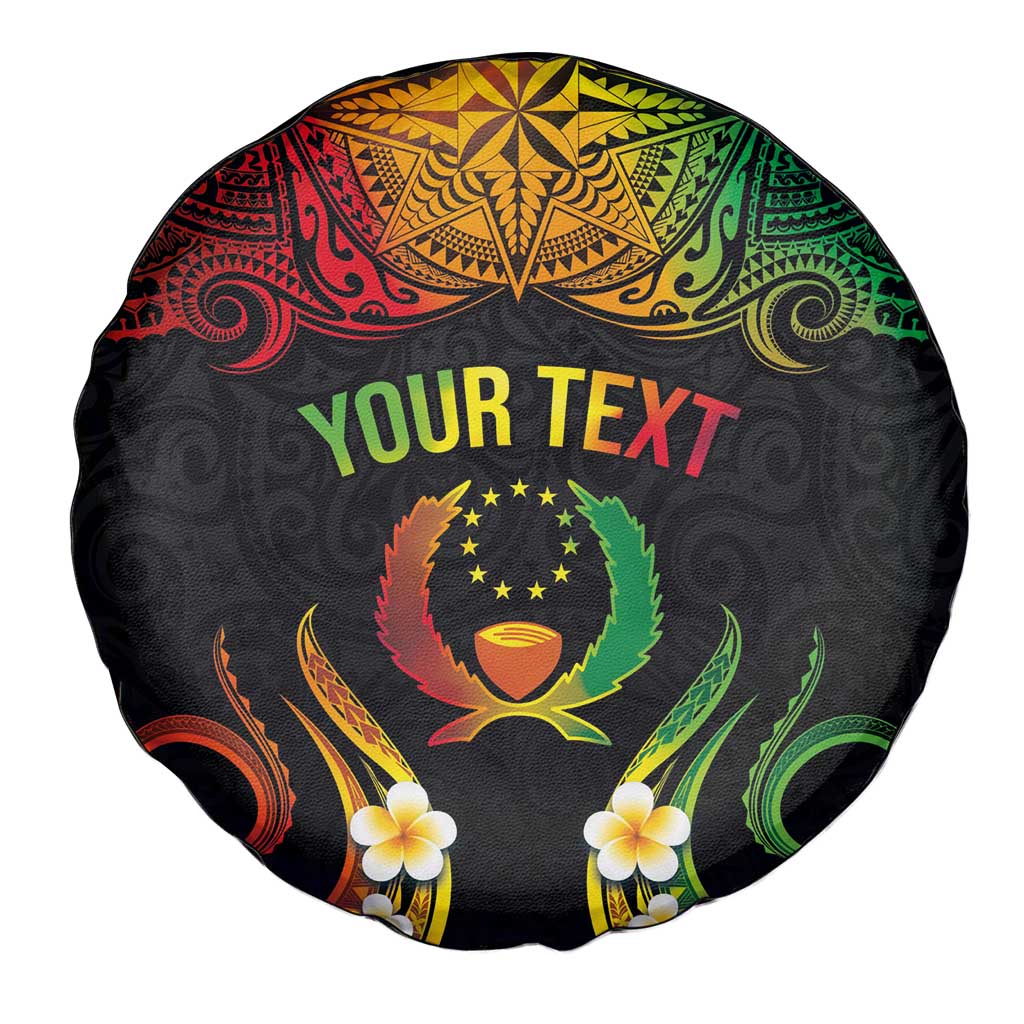 Personalised Pohnpei Independence Day Spare Tire Cover Polynesian Tattoo and Plumeria Reggae Color LT03 - Polynesian Pride
