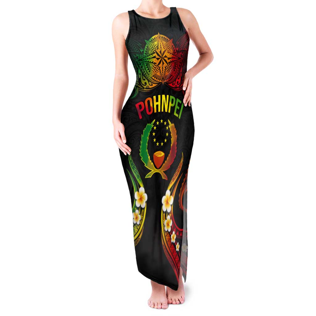 Personalised Pohnpei Independence Day Tank Maxi Dress Polynesian Tattoo and Plumeria Reggae Color LT03 Women Reggae - Polynesian Pride