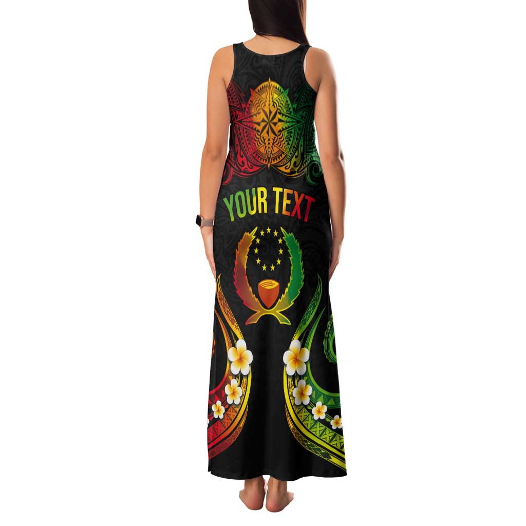 Personalised Pohnpei Independence Day Tank Maxi Dress Polynesian Tattoo and Plumeria Reggae Color LT03 - Polynesian Pride
