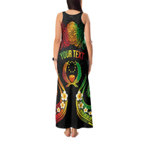 Personalised Pohnpei Independence Day Tank Maxi Dress Polynesian Tattoo and Plumeria Reggae Color LT03 - Polynesian Pride