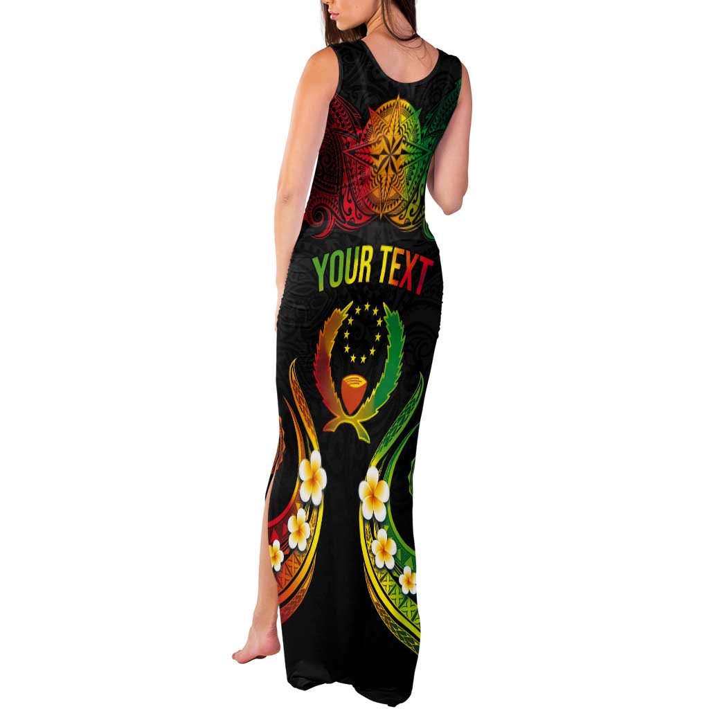 Personalised Pohnpei Independence Day Tank Maxi Dress Polynesian Tattoo and Plumeria Reggae Color LT03 - Polynesian Pride