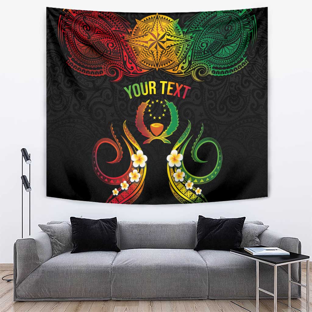 Personalised Pohnpei Independence Day Tapestry Polynesian Tattoo and Plumeria Reggae Color