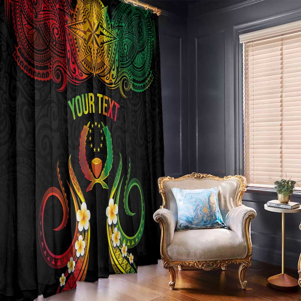 Personalised Pohnpei Independence Day Window Curtain Polynesian Tattoo and Plumeria Reggae Color LT03 - Polynesian Pride