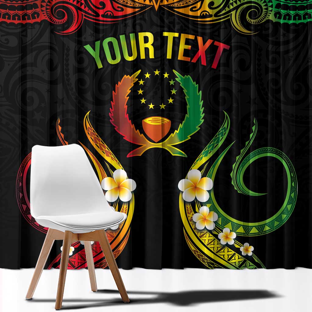 Personalised Pohnpei Independence Day Window Curtain Polynesian Tattoo and Plumeria Reggae Color LT03 - Polynesian Pride