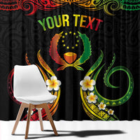 Personalised Pohnpei Independence Day Window Curtain Polynesian Tattoo and Plumeria Reggae Color LT03 - Polynesian Pride