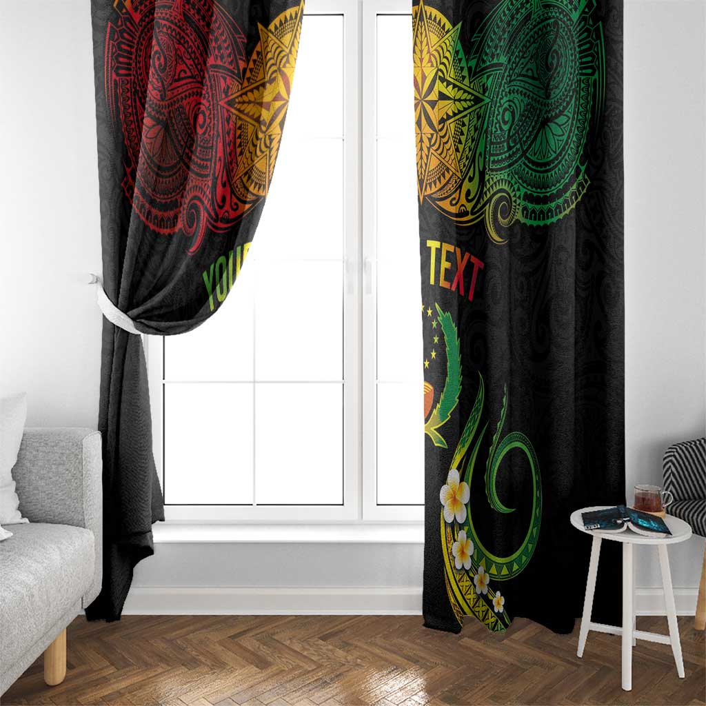 Personalised Pohnpei Independence Day Window Curtain Polynesian Tattoo and Plumeria Reggae Color LT03 - Polynesian Pride