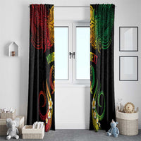Personalised Pohnpei Independence Day Window Curtain Polynesian Tattoo and Plumeria Reggae Color LT03 - Polynesian Pride