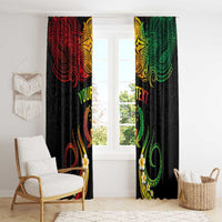 Personalised Pohnpei Independence Day Window Curtain Polynesian Tattoo and Plumeria Reggae Color LT03 - Polynesian Pride