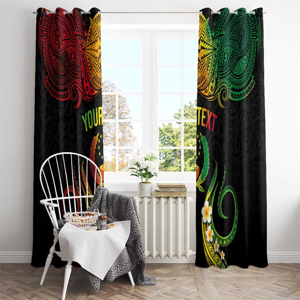 Personalised Pohnpei Independence Day Window Curtain Polynesian Tattoo and Plumeria Reggae Color LT03 - Polynesian Pride