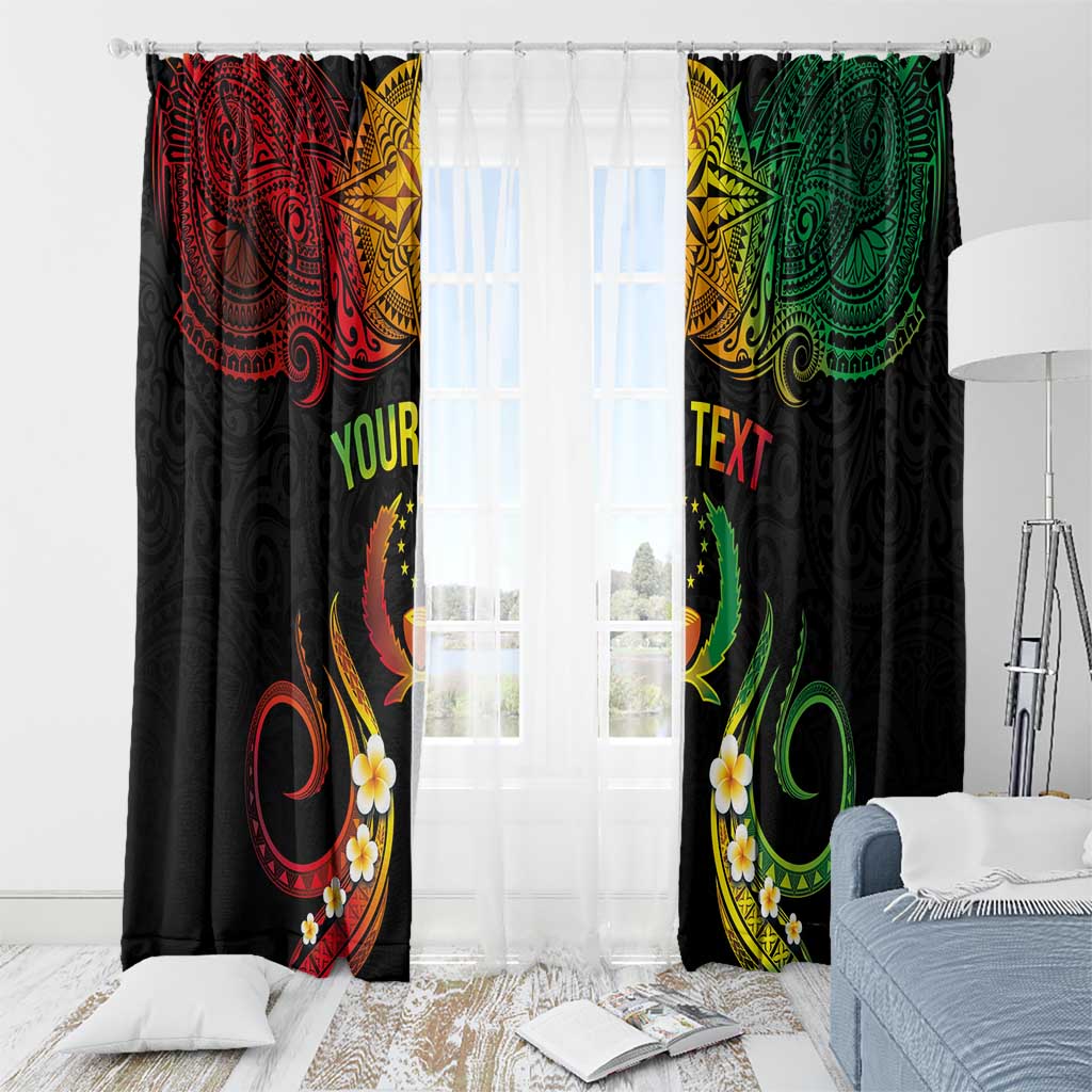 Personalised Pohnpei Independence Day Window Curtain Polynesian Tattoo and Plumeria Reggae Color LT03 - Polynesian Pride