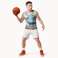 Hawaiian Turtles and Whales Basketball Jersey Polynesian Tropical Tattoo Ocean Style LT03 - Polynesian Pride