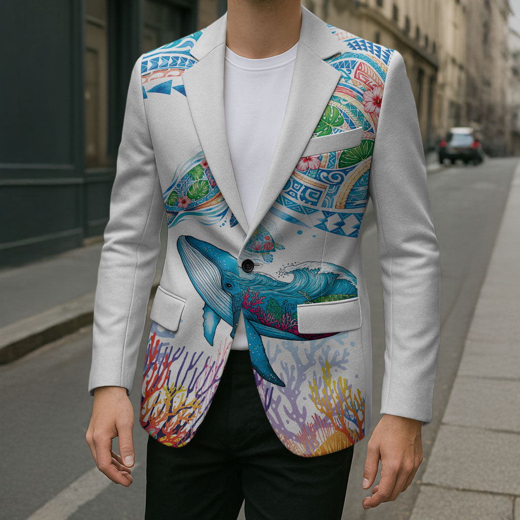 Hawaiian Turtles and Whales Blazer Polynesian Tropical Tattoo Ocean Style LT03 - Polynesian Pride