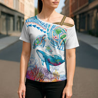 Hawaiian Turtles and Whales Cross Shoulder Shirt Polynesian Tropical Tattoo Ocean Style LT03 - Polynesian Pride