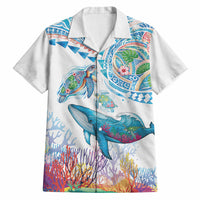 Hawaiian Turtles and Whales Hawaiian Shirt Polynesian Tropical Tattoo Ocean Style LT03 Multicolor - Polynesian Pride