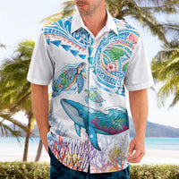 Hawaiian Turtles and Whales Hawaiian Shirt Polynesian Tropical Tattoo Ocean Style LT03 - Polynesian Pride