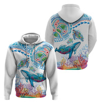 Hawaiian Turtles and Whales Hoodie Polynesian Tropical Tattoo Ocean Style LT03 - Polynesian Pride
