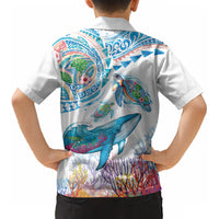Hawaiian Turtles and Whales Kid Hawaiian Shirt Polynesian Tropical Tattoo Ocean Style LT03 - Polynesian Pride