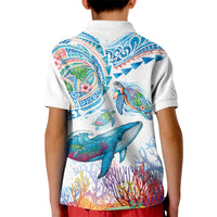 Hawaiian Turtles and Whales Kid Polo Shirt Polynesian Tropical Tattoo Ocean Style LT03 - Polynesian Pride