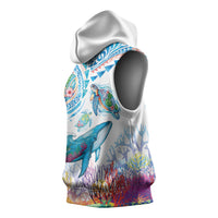 Hawaiian Turtles and Whales Sleeveless Hoodie Polynesian Tropical Tattoo Ocean Style LT03 - Polynesian Pride