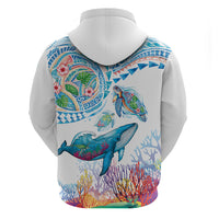 Hawaiian Turtles and Whales Zip Hoodie Polynesian Tropical Tattoo Ocean Style LT03 - Polynesian Pride