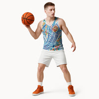 Hawaiian Turtle and Lei Basketball Jersey Tribal Kakau and Tropical Plants Human Heart LT03 - Polynesian Pride