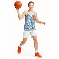 Hawaiian Turtle and Lei Basketball Jersey Tribal Kakau and Tropical Plants Human Heart LT03 - Polynesian Pride