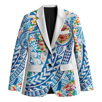 Hawaiian Turtle and Lei Blazer Tribal Kakau and Tropical Plants Human Heart LT03 Unisex Multicolor - Polynesian Pride