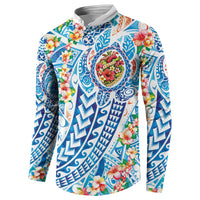 Hawaiian Turtle and Lei Button Sweatshirt Tribal Kakau and Tropical Plants Human Heart