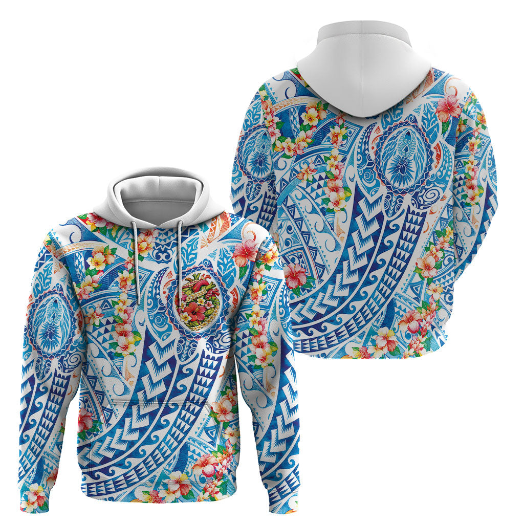 Hawaiian Turtle and Lei Hoodie Tribal Kakau and Tropical Plants Human Heart LT03 - Polynesian Pride