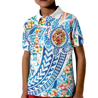 Hawaiian Turtle and Lei Kid Polo Shirt Tribal Kakau and Tropical Plants Human Heart LT03 Kid Multicolor - Polynesian Pride