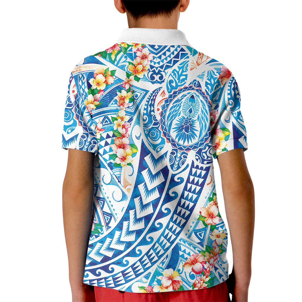 Hawaiian Turtle and Lei Kid Polo Shirt Tribal Kakau and Tropical Plants Human Heart LT03 - Polynesian Pride